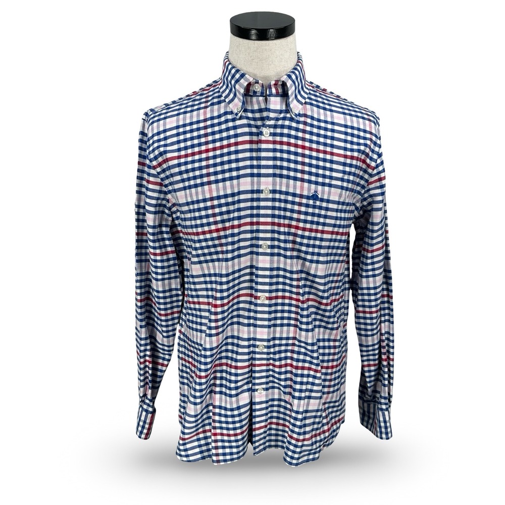 Brooks Brothers Red Fleece Mens‎ Medium Blue Red Pink Plaid White Oxford Shirt M